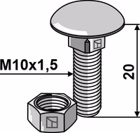 Boulon M10x1,5x20 galvanisé avec écrou