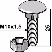Boulon M10x1,5x25 galvanisé avec écrou