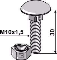 Boulon M10x1,5x30 galvanisé avec écrou