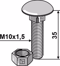 Boulon M10x1,5x35 galvanisé avec écrou