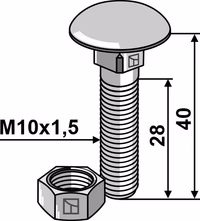 Boulon M10x1,5x40 galvanisé avec écrou