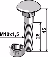 Boulon M10x1,5x45 galvanisé avec écrou