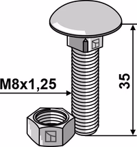 Boulon M8x1,25x35 galvanisé avec écrou