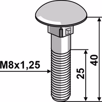 Boulon M8x1,25x40 galvanisé sans écrou