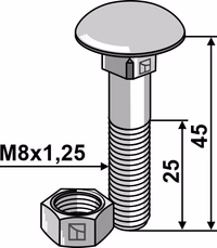 Boulon M8x1,25x45 galvanisé avec écrou