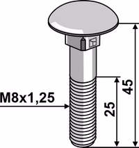 Boulon M8x1,25x45 galvanisé sans écrou