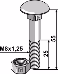 Boulon M8x1,25x55 galvanisé avec écrou