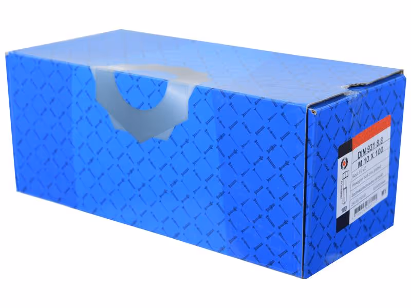 Boulon métrique M10x100Zinguée, Standard, 5 µm, Zn5/An/T0 DIN 931 - Vendu par 100