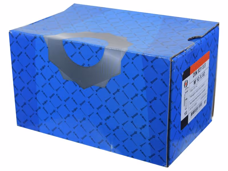Boulon métrique M10x60Zinguée, Standard, 5 µm, Zn5/An/T0 DIN 931 - Vendu par 100