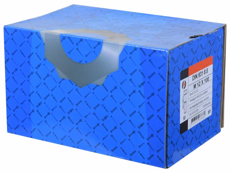 Boulon métrique M12x100Zinguée, Standard, 5 µm, Zn5/An/T0 DIN 931 - Vendu par 50