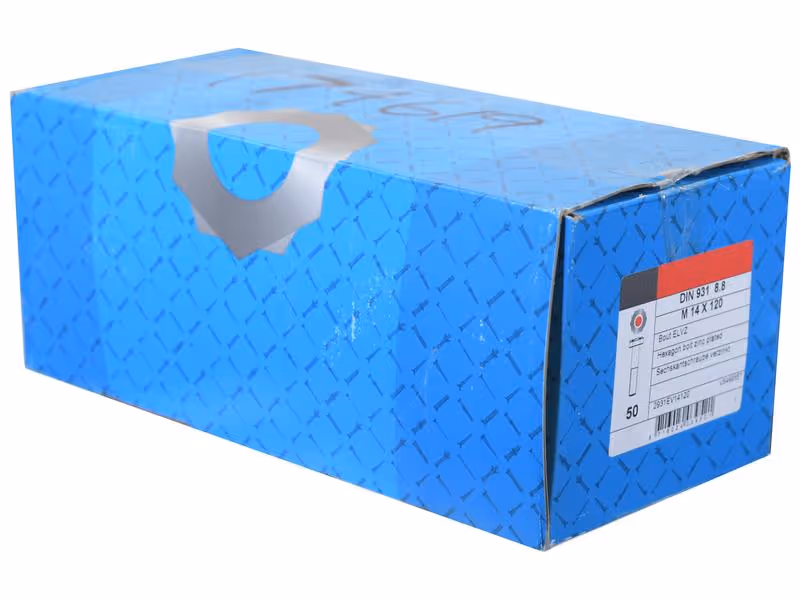 Boulon métrique M14x120Zinguée, Standard, 5 µm, Zn5/An/T0 DIN 931 - Vendu par 50