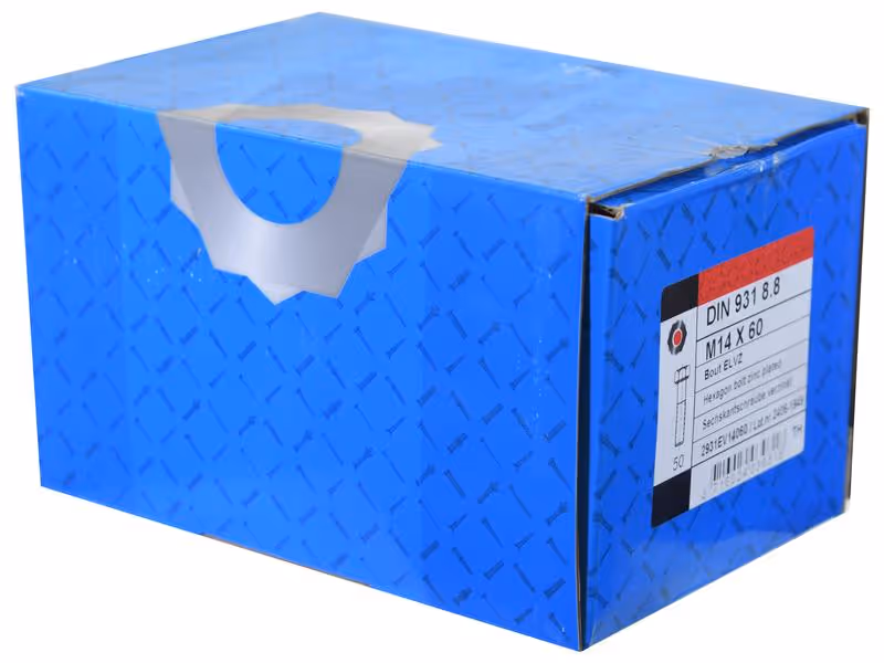 Boulon métrique M14x60Zinguée, Standard, 5 µm, Zn5/An/T0 DIN 931 - Vendu par 50