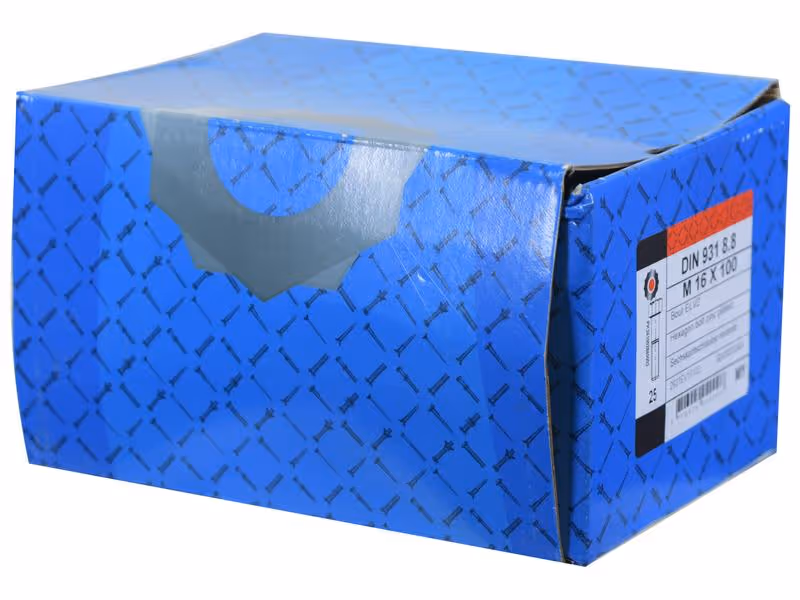 Boulon métrique M16x100Zinguée, Standard, 5 µm, Zn5/An/T0 DIN 931 - Vendu par 25