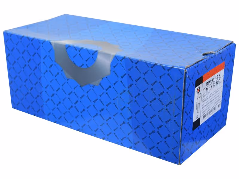 Boulon métrique M18x100Zinguée, Standard, 5 µm, Zn5/An/T0 DIN 931 - Vendu par 25