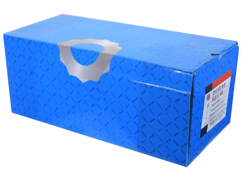Boulon métrique M20x140Zinguée, Standard, 5 µm, Zn5/An/T0 DIN 931 - Vendu par 25