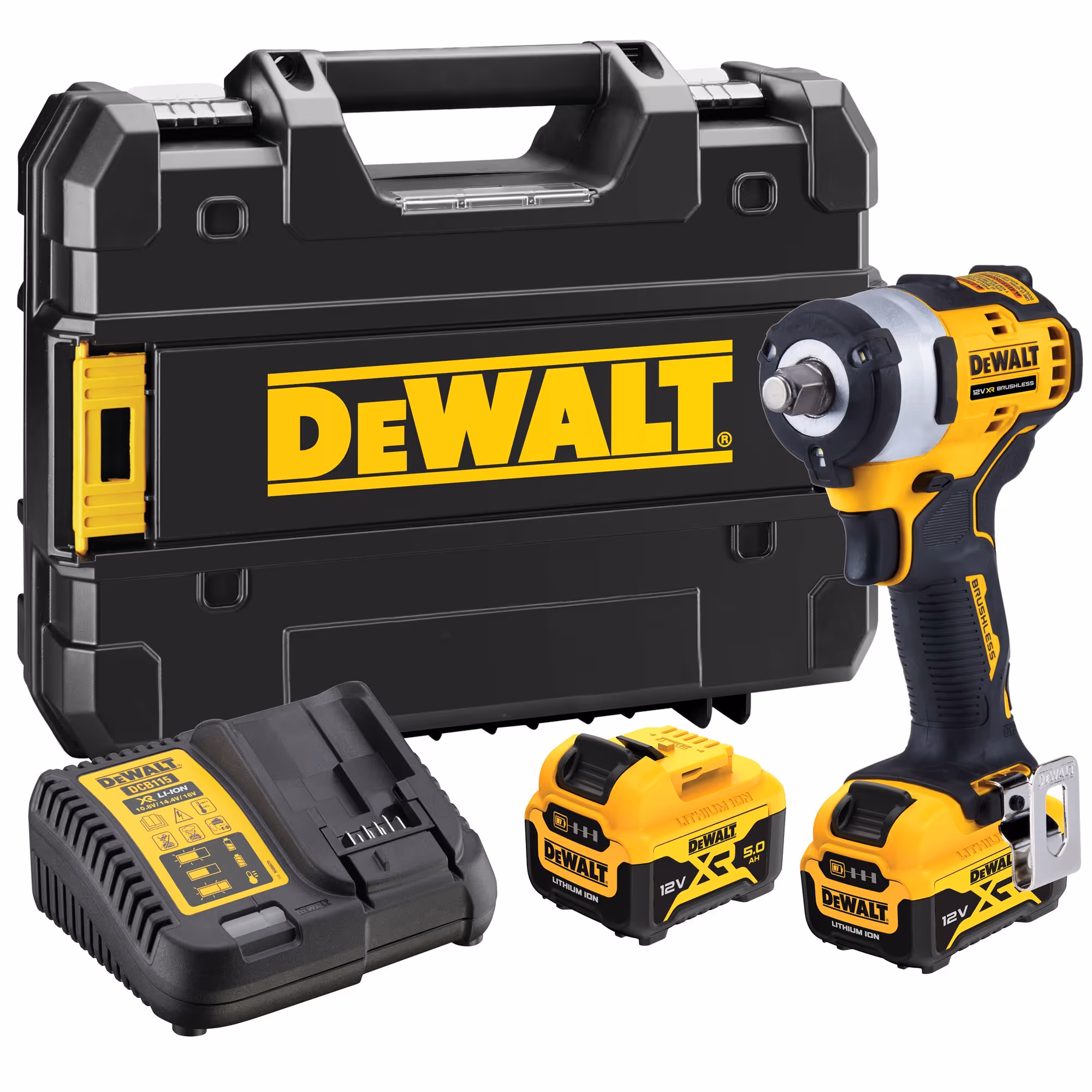 Boulonneuse 1/2" XR 12V 5Ah Li-Ion Brushless - Performances Exceptionnelles avec 339 Nm de Couple - Pack Complet avec Batteries, Chargeur et Coffret TSTAK
