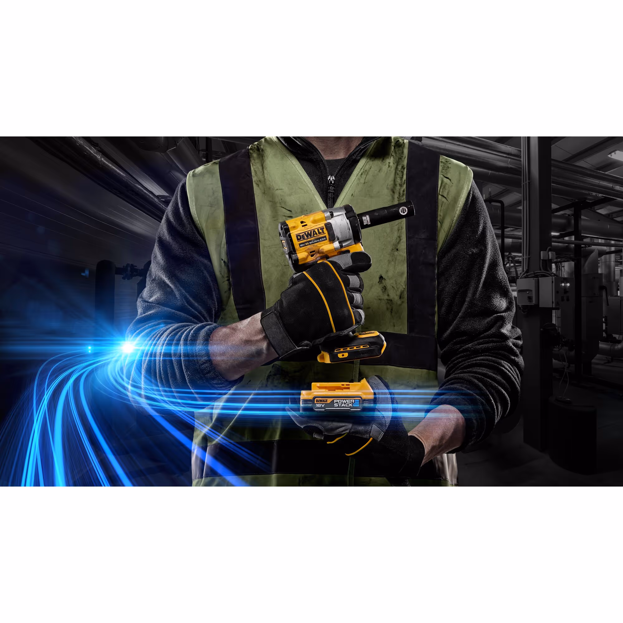 Boulonneuse à chocs 1/2'' Compacte XR 18V 1.7Ah Li-Ion Brushless 406 Nm - jonc de sécurité - POWERSTACK