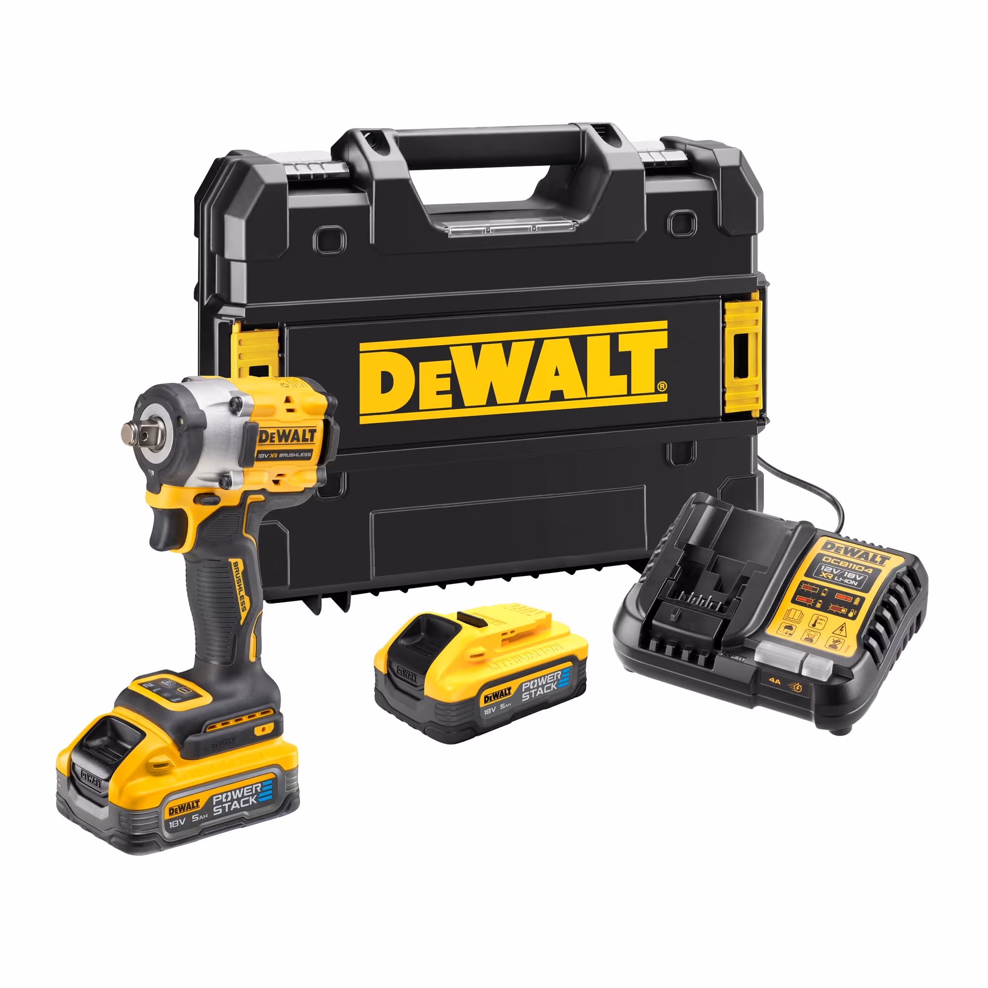 Boulonneuse à chocs 1/2'' Compacte XR 18V 5Ah Li-Ion Brushless 406 Nm - jonc de sécurité - POWERSTACK