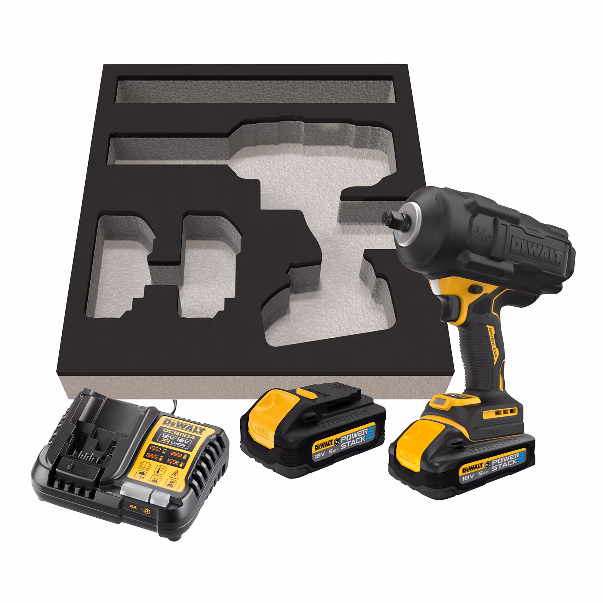 Boulonneuse à chocs ½” XR 18V 5Ah Li-Ion Brushless 1632 Nm - Jonc de sécurité - POWERSTACK renforcée - Pack "GFN" avec Couple de décollement puissant