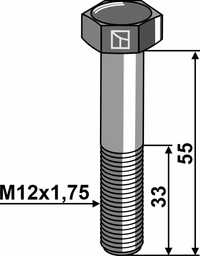 Boulons à tête hexagonale M12x1,75x55 sans écrou