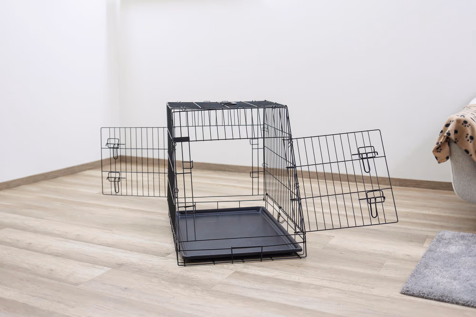 Box de transport noir, 2 portes, 76X54X64cm