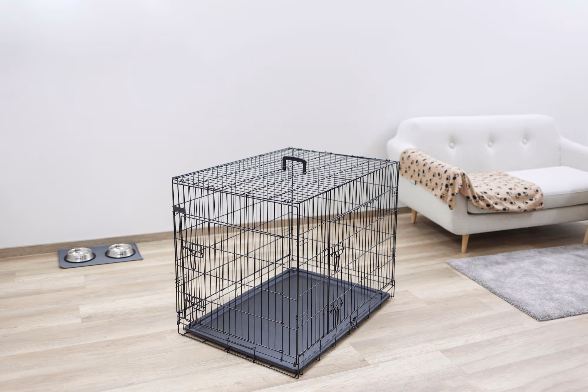 Box de transport noir, 2 portes, 92X63X74cm