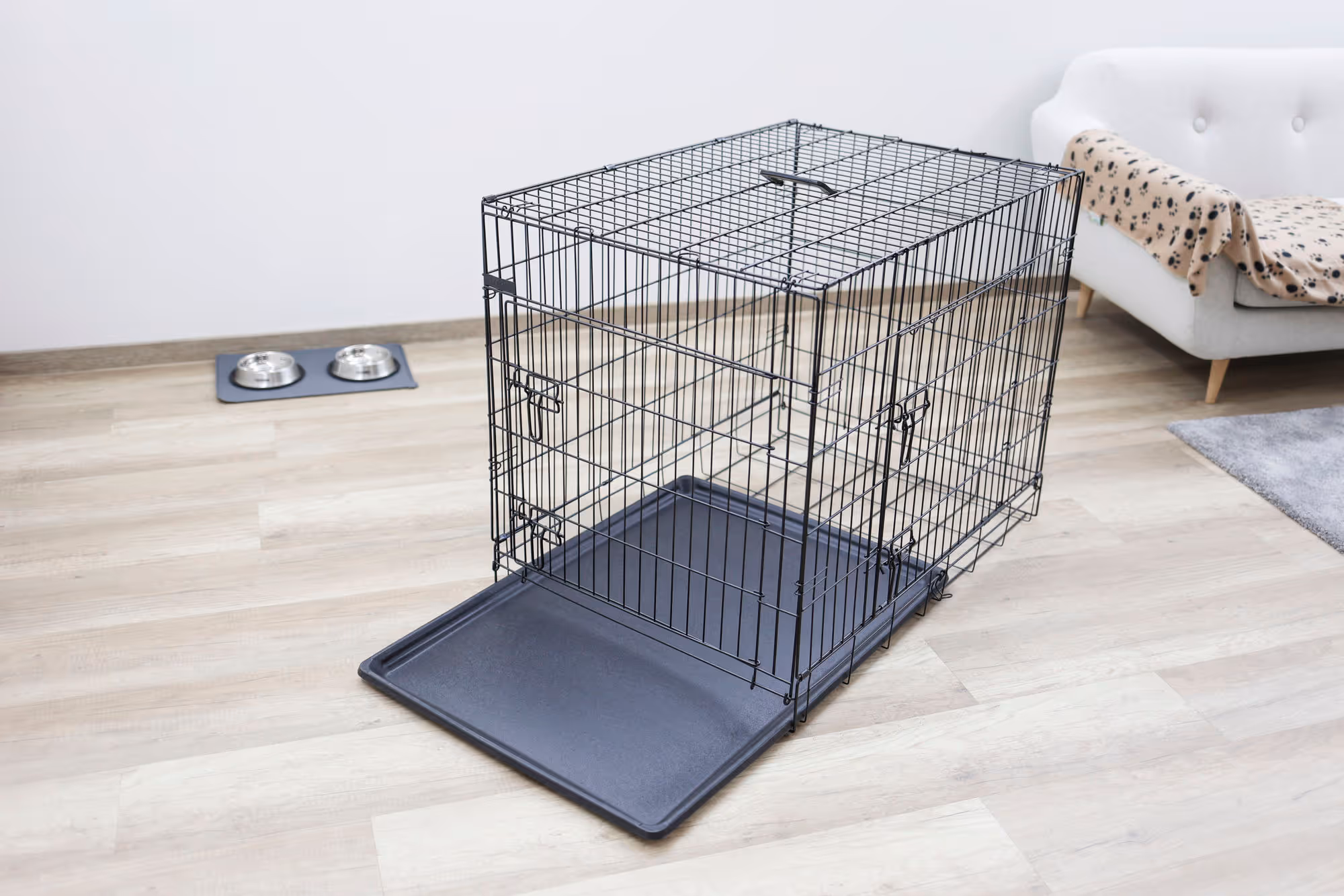 Box de transport noir, 2 portes, 92X63X74cm