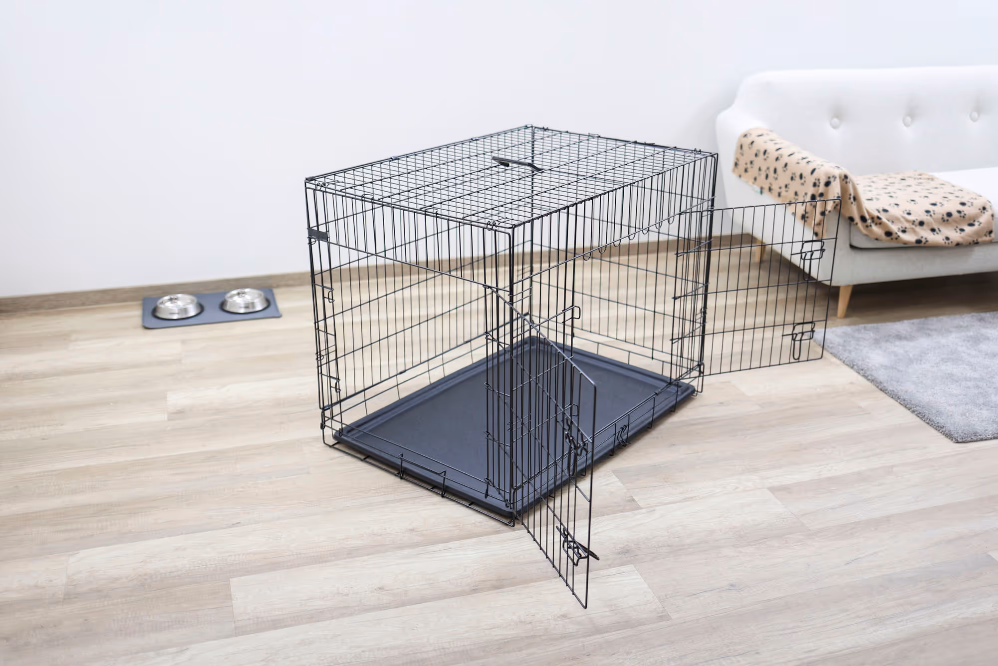 Box de transport noir, 2 portes, 92X63X74cm