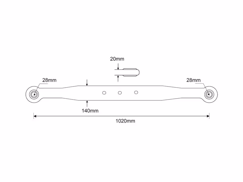 Bras de relevage - Rotule Ø 28mm - Rotule Ø 28mm - Droit - adaptable sur tracteurs Massey Ferguson - ref 1660265M93