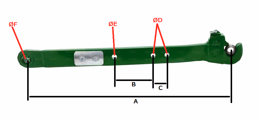 Bras de traction droit Cat.3/3 L1105 mm AL201759