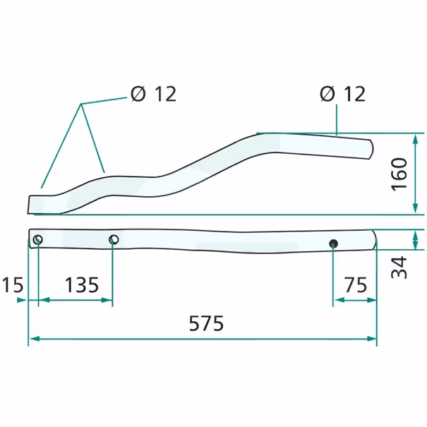 Bras porte dents droit andaineur Niemeyer HR 451, 641, 671, 675