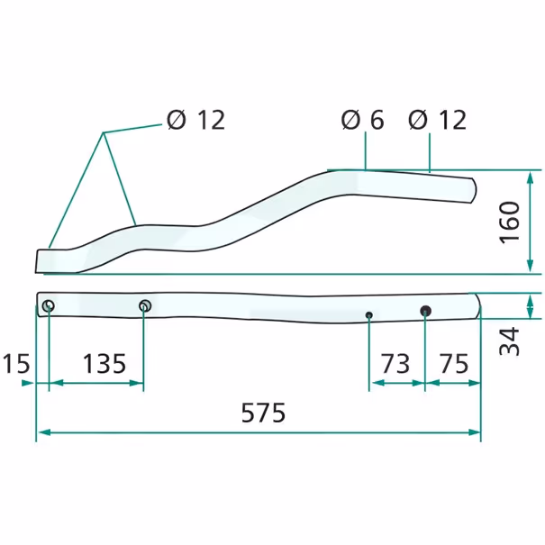 Bras porte dents gauche andaineur Niemeyer HR 451, 641, 671, 675