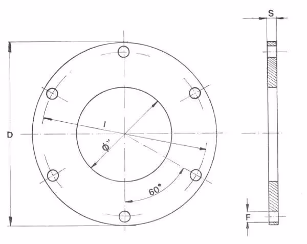 Bride pour raccord tournant Ø 6" entraxe 260 mm 6 trous