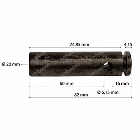 Broche de verin de direction ø 20 mm - l1 82 mm - l2 74.85 mm - l3 60 mm
