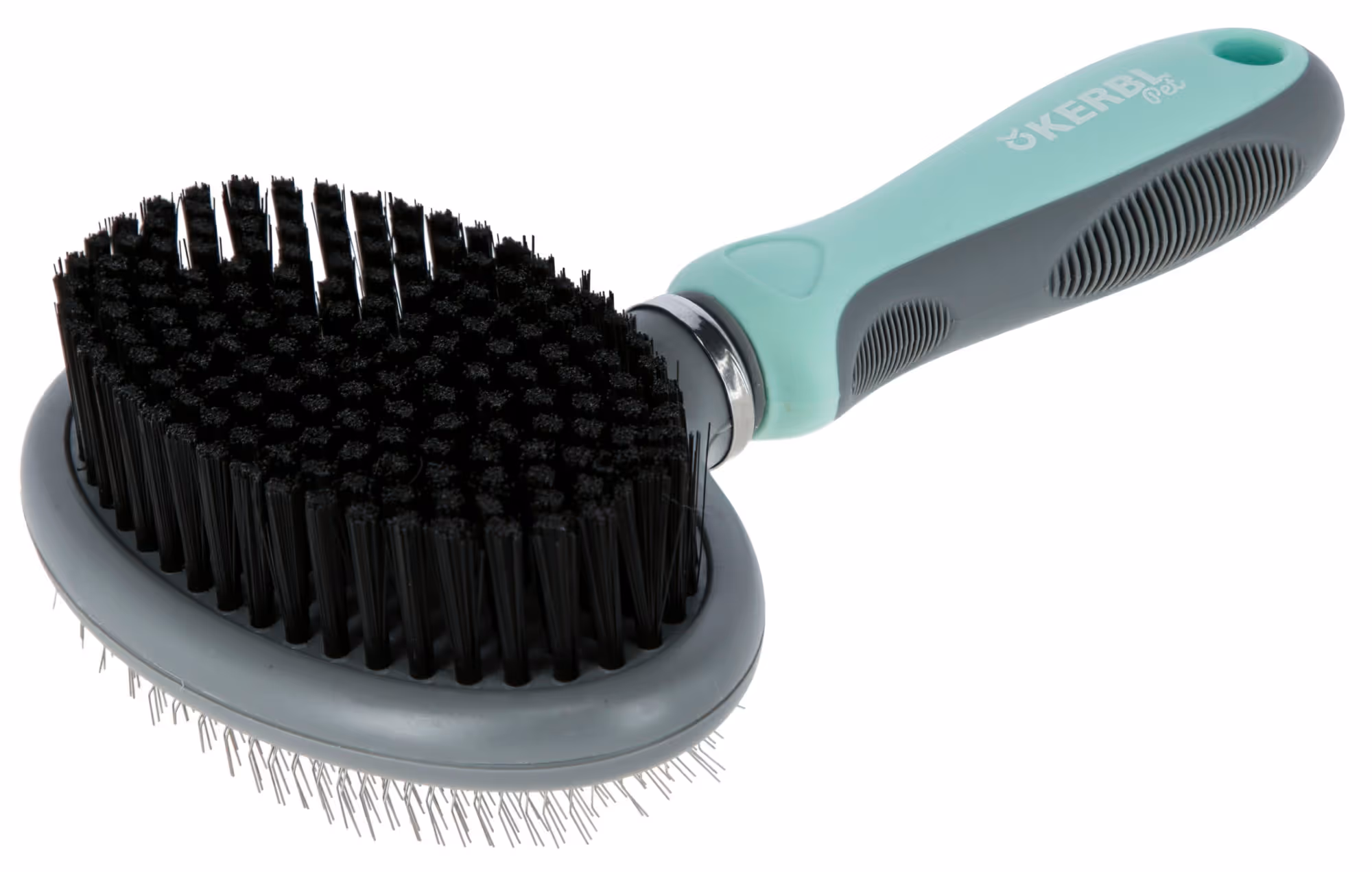 Brosse double flexible turquoise/gris, 20X11,5cm