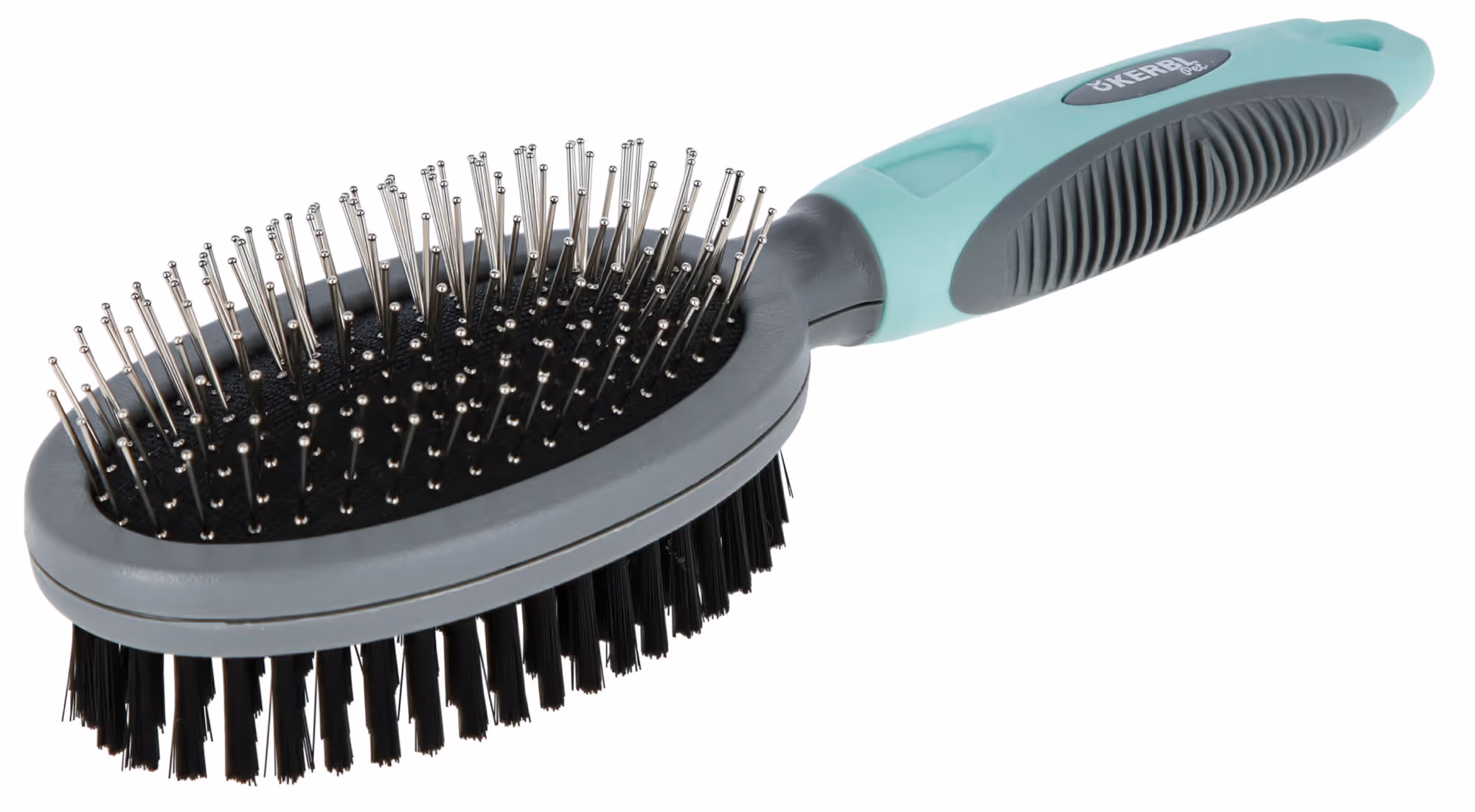 Brosse double turquoise/gris, 24cm