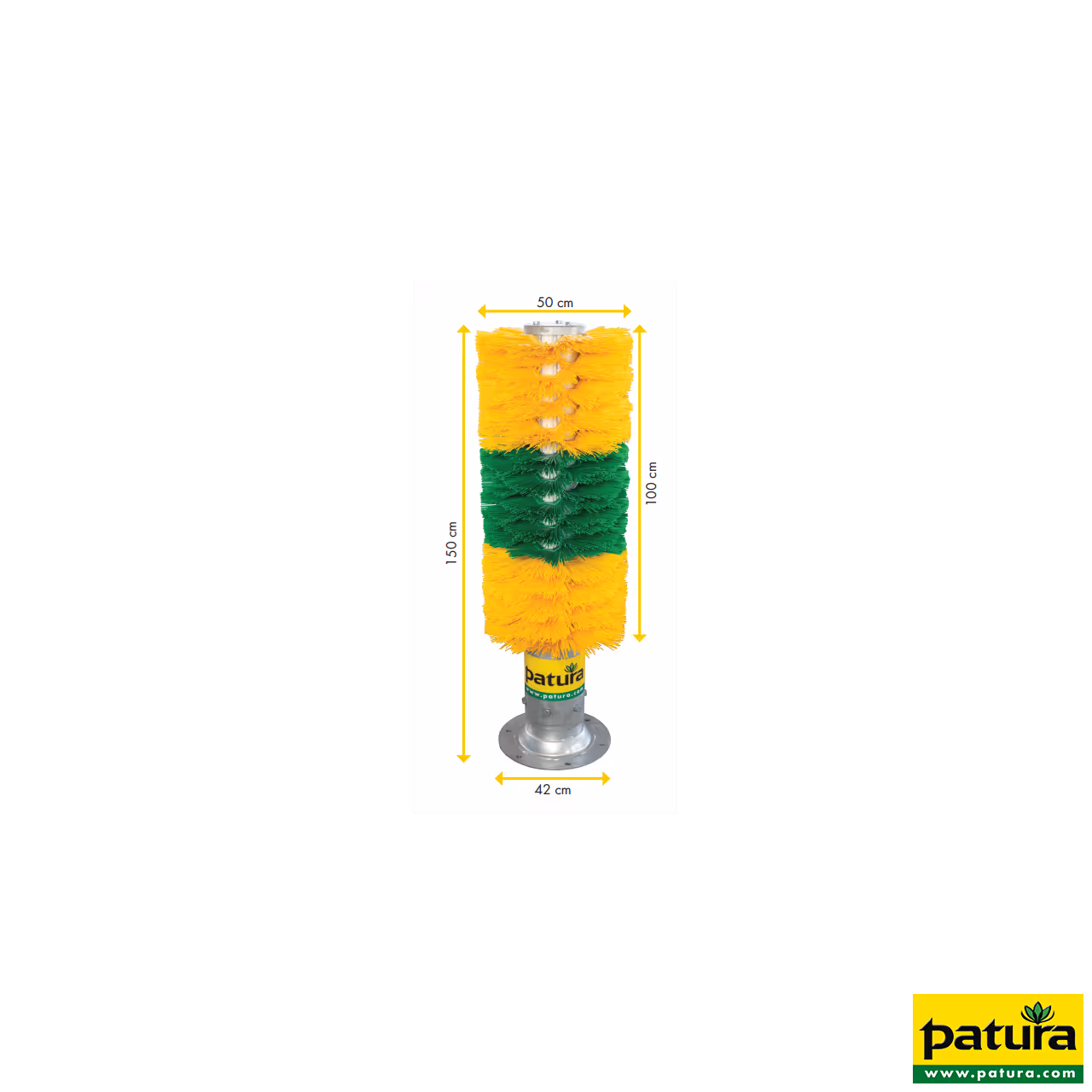 Brosse sur poteau Maxi, hauteur 1,50, sur platine jaune