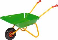 BROUETTE CAISSE EN METAL VERT ET JAUNE