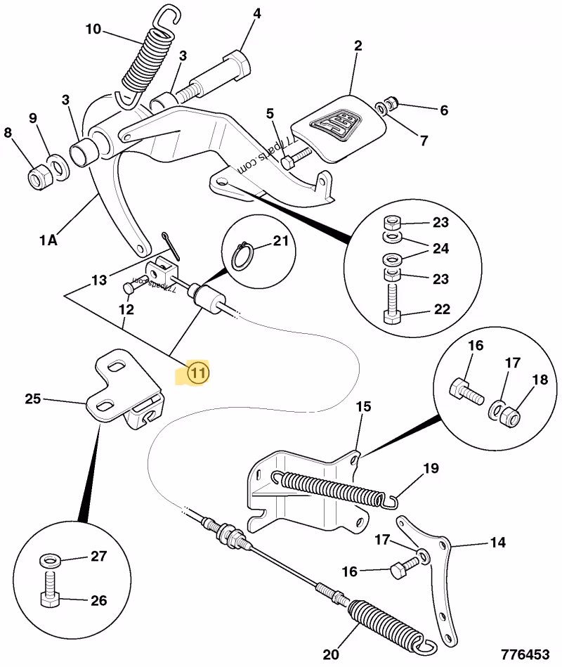 CABLE ACCELERATEUR JCB REF 910/60245
