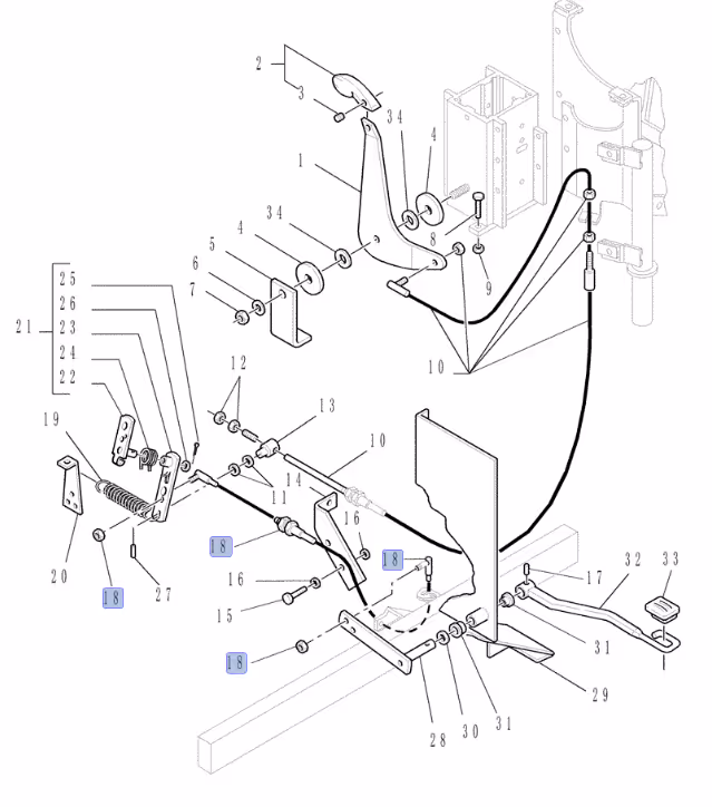 Câble d'accélérateur à pied 86002269 | New Holland