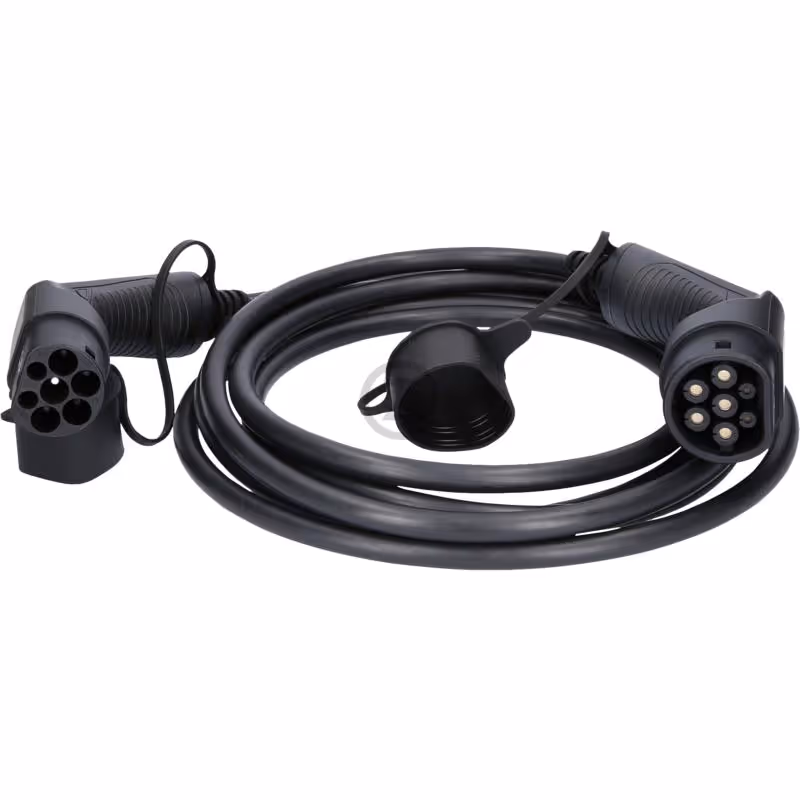 câble de charge efuturo, type 2 vers typ, droit, 5 m, 3 phases, jusqu'à 11 kW, 16 A, 400 V, mode 3