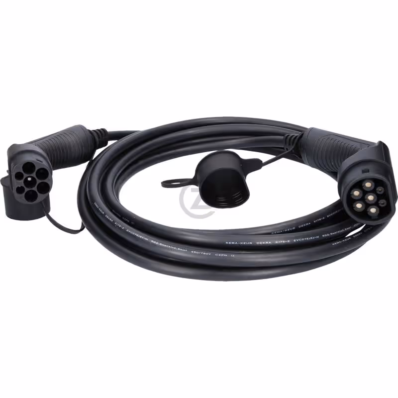 câble de charge efuturo, type 2 vers typ, droit, 8 m, 3 phases, jusqu'à 11 kW, 16 A, 400 V, mode 3