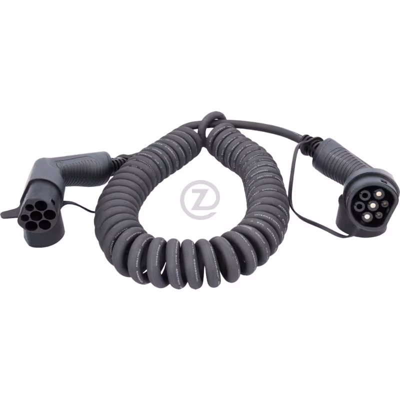 câble de charge en spirale efuturo, type, 8 m, 1 phase, jusqu'à 7,4 kW, 32 A, 230 V, mode 3
