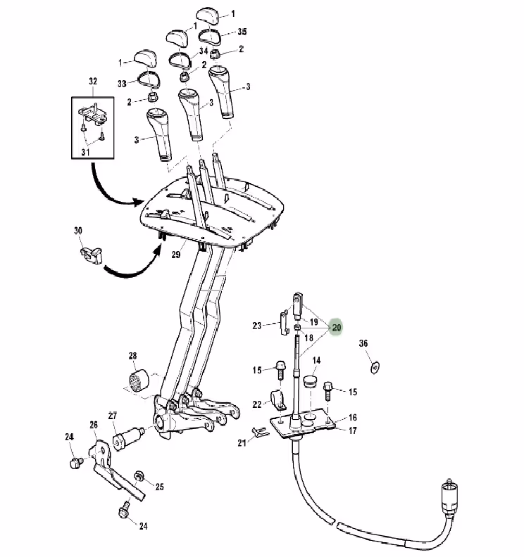 Câble de commande distributeur | John Deere