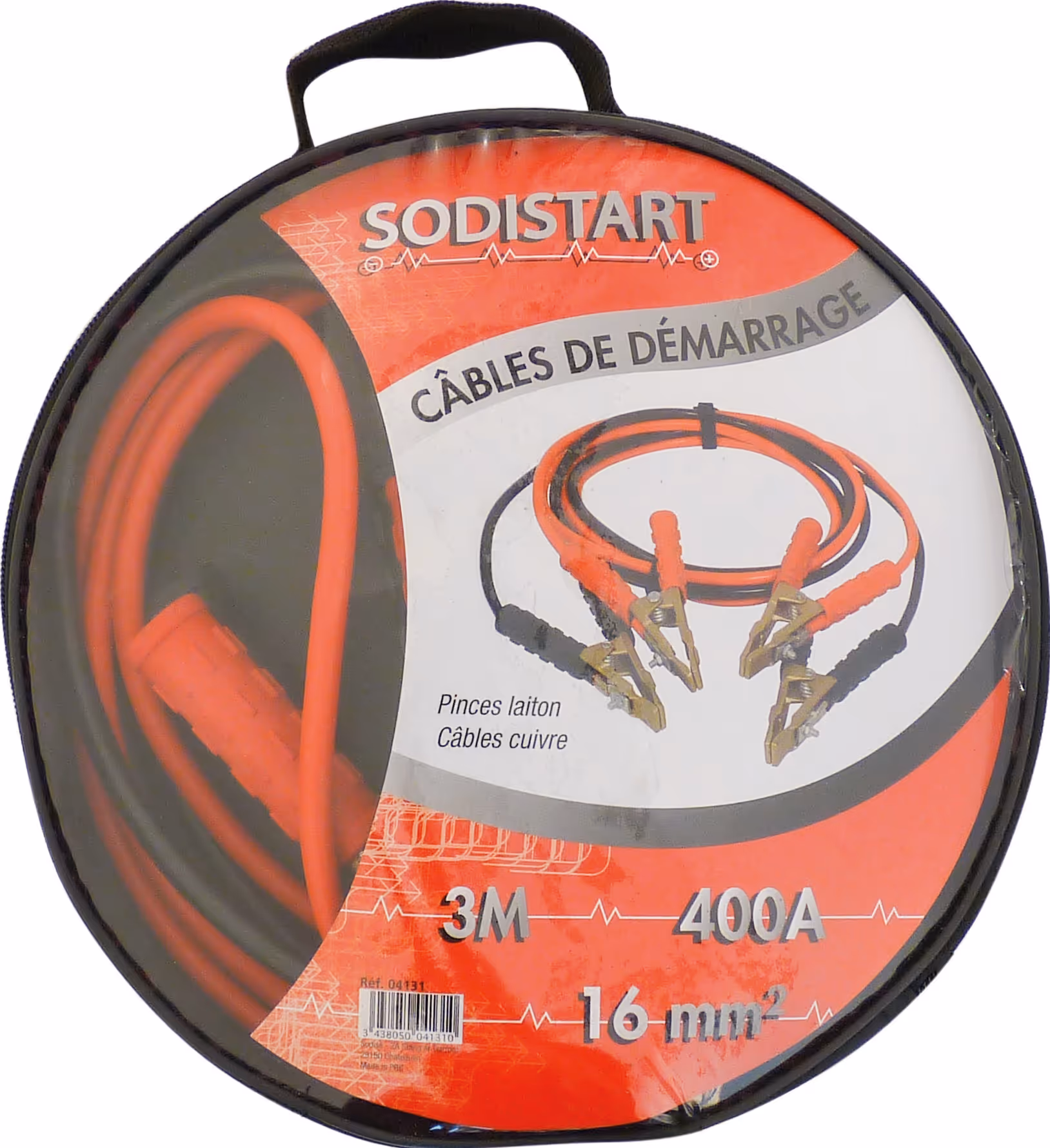 Cable demarrage 16mm2 3m pinces bronze 400a sachet
