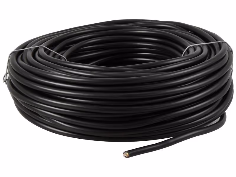 Câble électrique, noir. 50m, 7 fils, 1mm²
