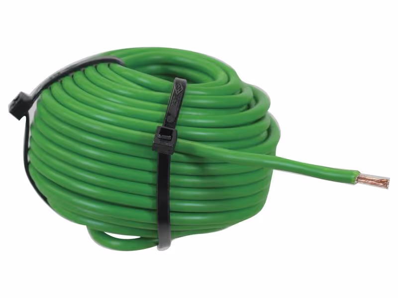 Câble électrique, Vert. 10m, 1 fils, 2.5mm²