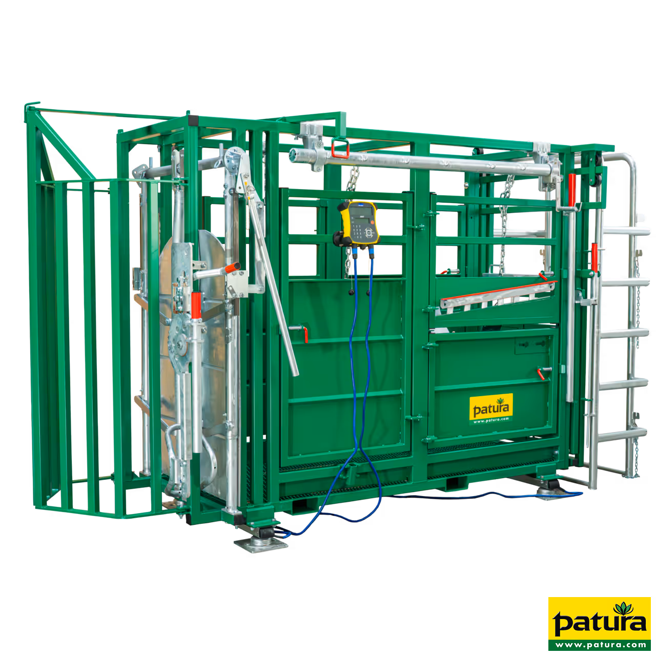 Cage de contention A 6000 avec porte arrière coulissante, porte de contention avec serrage en continu