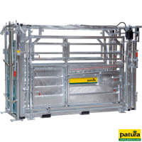 Cage de contention et de parage A8000, césarienne, serrage latéral, porte arr. coulissante, encolure réglable