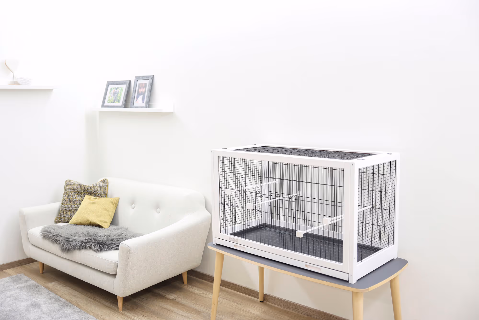 Cage pour oiseaux Fips bois blanc, 100X50X60cm